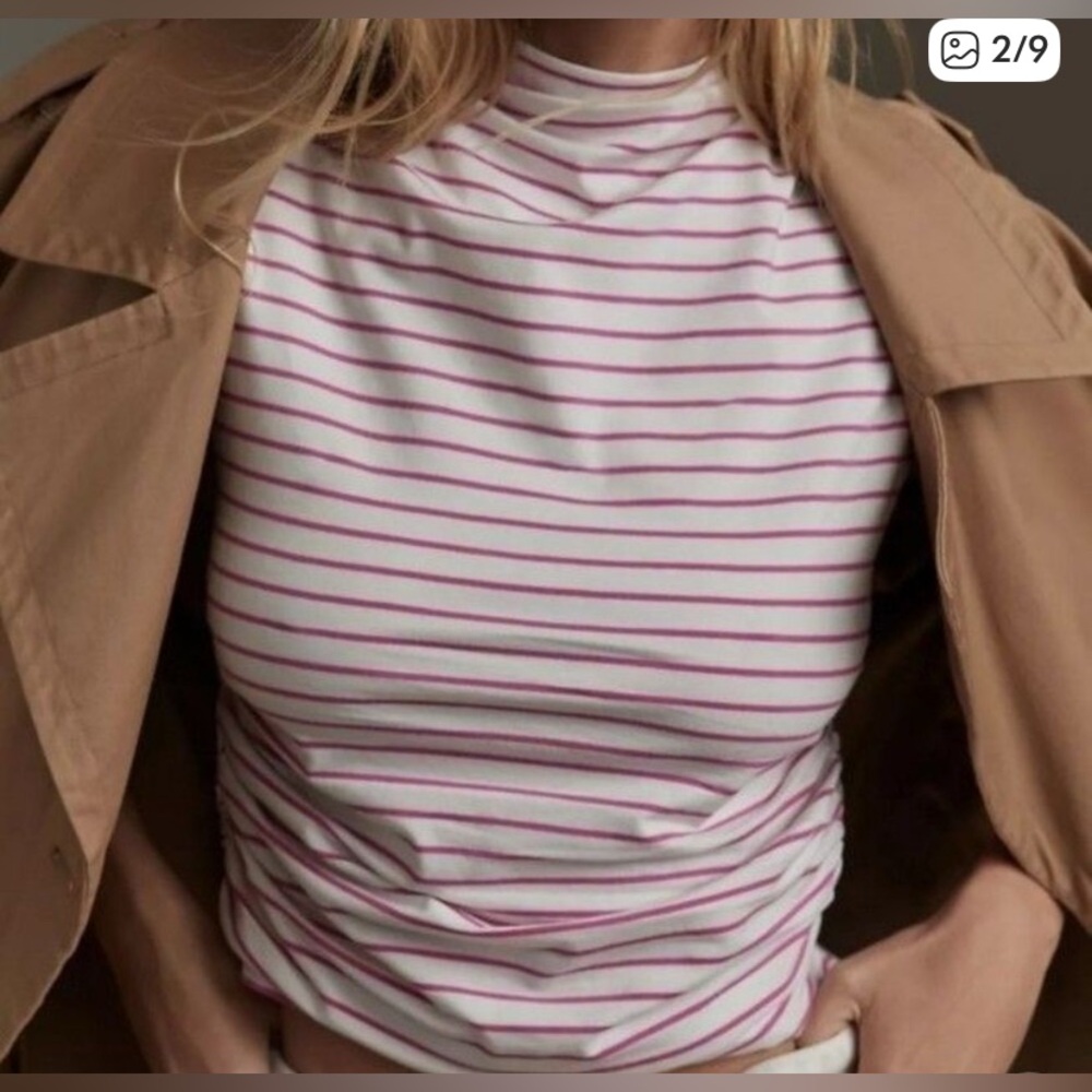 Maeve Anthropologie Mock-Neck Striped Printed Tank Blouse Top
Ruched - M - Picture 3 of 12